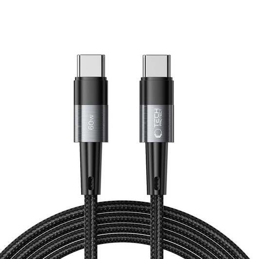 Καλώδιο Δεδομένων και Φόρτισης USB-C - USB-C Tech-Protect Ultraboost, 60W, 2μ, Γκρι