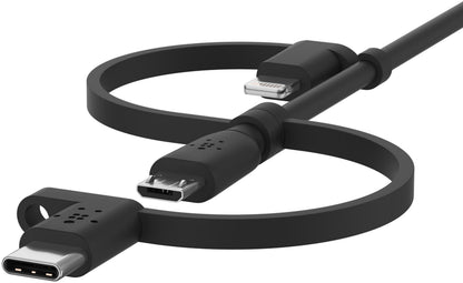 Καλώδιο Δεδομένων και Φόρτισης USB-A - Lightning / microUSB / USB-C Belkin BoostCharge, 1μ, Μαύρο CAC001bt1MBK