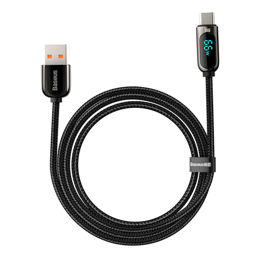 Καλώδιο Δεδομένων και Φόρτισης USB-A - USB-C Baseus Display, 66W, 2m, Μαύρο CASX020101