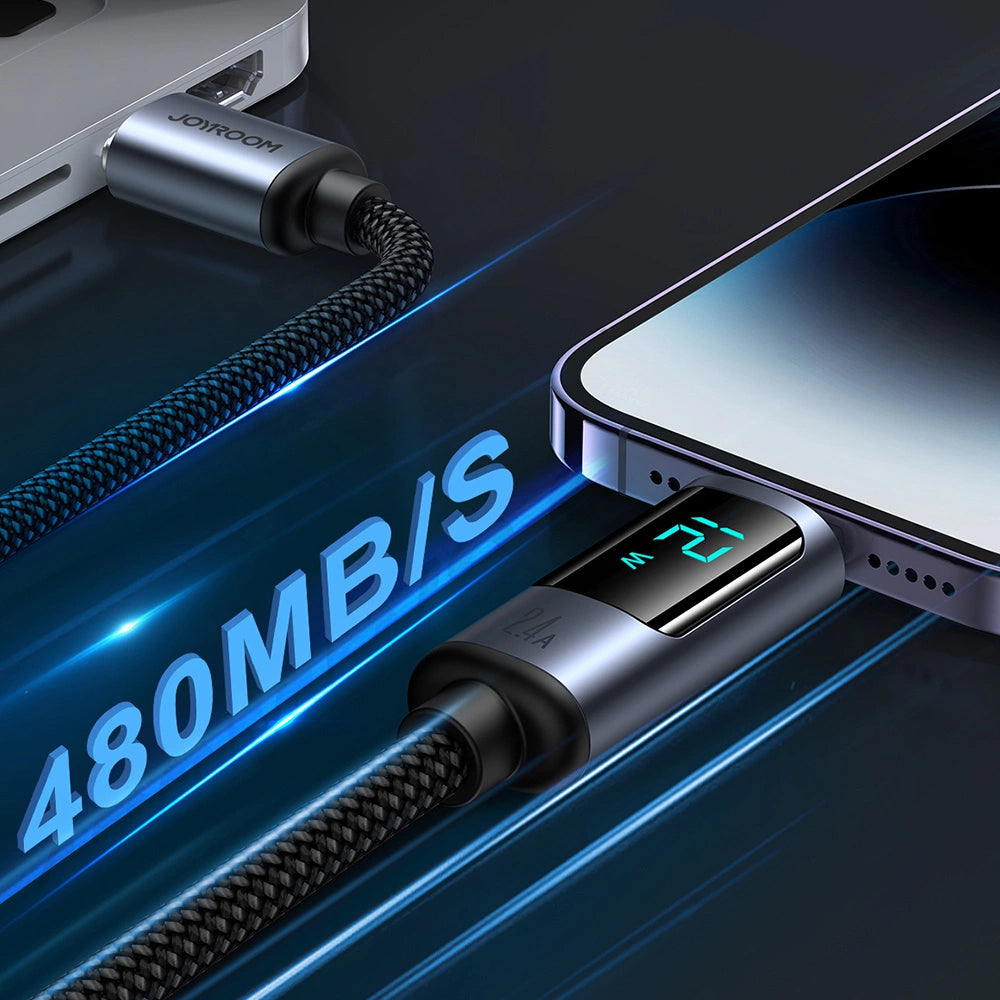 Καλώδιο Δεδομένων και Φόρτισης USB-A - Lightning Joyroom S-A16 Prism Display, 12W, 1.2m, Μαύρο