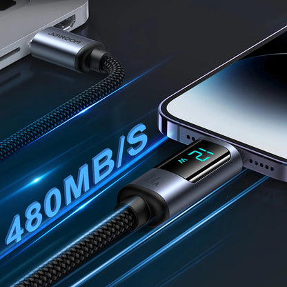 Καλώδιο Δεδομένων και Φόρτισης USB-A - Lightning Joyroom S-A16 Prism Display, 12W, 1.2m, Μαύρο