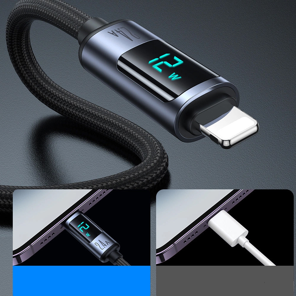 Καλώδιο Δεδομένων και Φόρτισης USB-A - Lightning Joyroom S-A16 Prism Display, 12W, 1.2m, Μαύρο