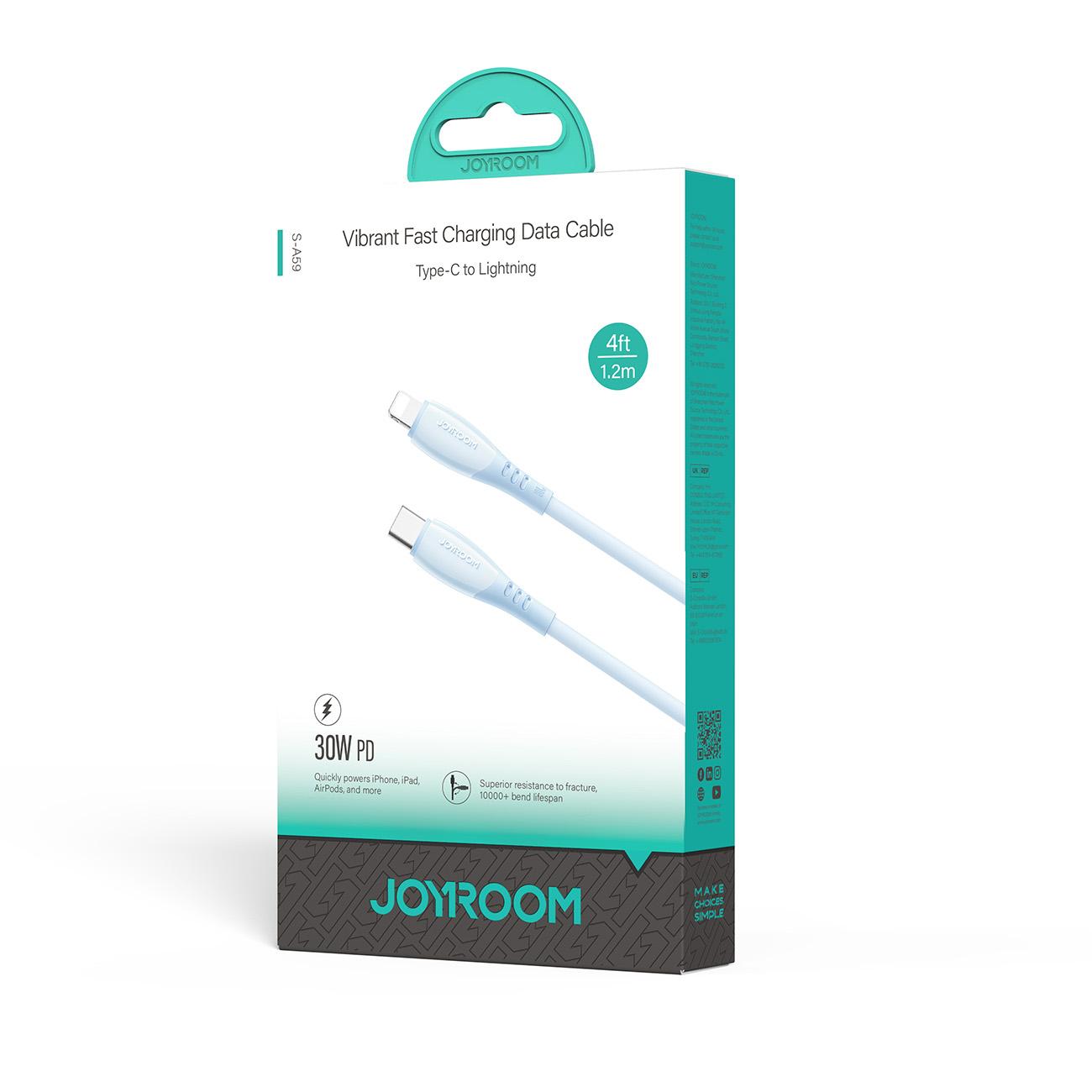 Καλώδιο Δεδομένων και Φόρτισης USB-C - Lightning Joyroom S-A59 Vibrant, 30W, 1.2m, Μπλε