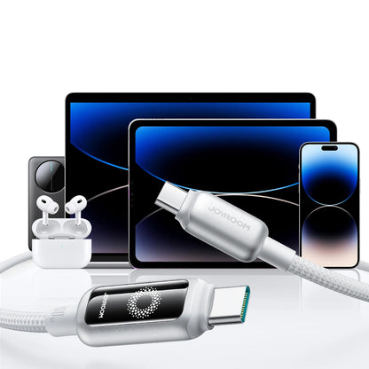 Καλώδιο Δεδομένων και Φόρτισης USB-C - USB-C Joyroom S-A55 StarFlight Display, 100W, 1.2m, Λευκό