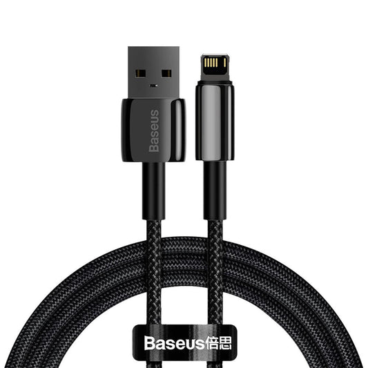 Καλώδιο δεδομένων και φόρτισης USB-A - Lightning Baseus Tungsten Gold, 20W, 1m, μαύρο CALWJ-01 