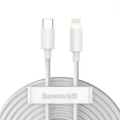 Baseus Simple Wisdom Καλώδιο δεδομένων και φόρτισης USB-C - Lightning Simple Wisdom, 20W, 1.5m, Σετ 2 τεμαχίων, Λευκό 