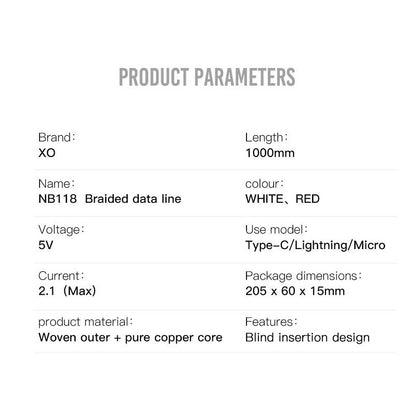 Καλώδιο Δεδομένων και Φόρτισης USB-A - microUSB XO Design NB118, 18W, 1m, Κόκκινο