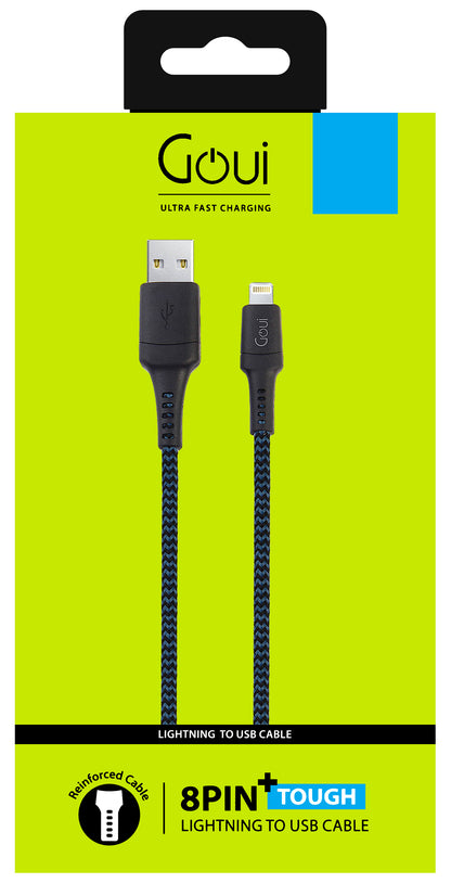 Καλώδιο δεδομένων και φόρτισης USB-A - Lightning Goui Tough, 18W, 1.5m, μπλε G-LC15-8PINBK