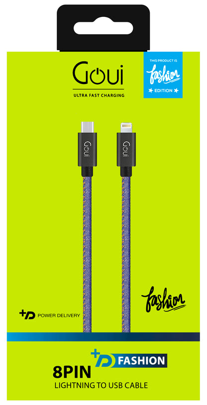 Καλώδιο δεδομένων και φόρτισης USB-C - Lightning Goui Fashion, 18W, 1m, μπλε G-FASHIONC94JB