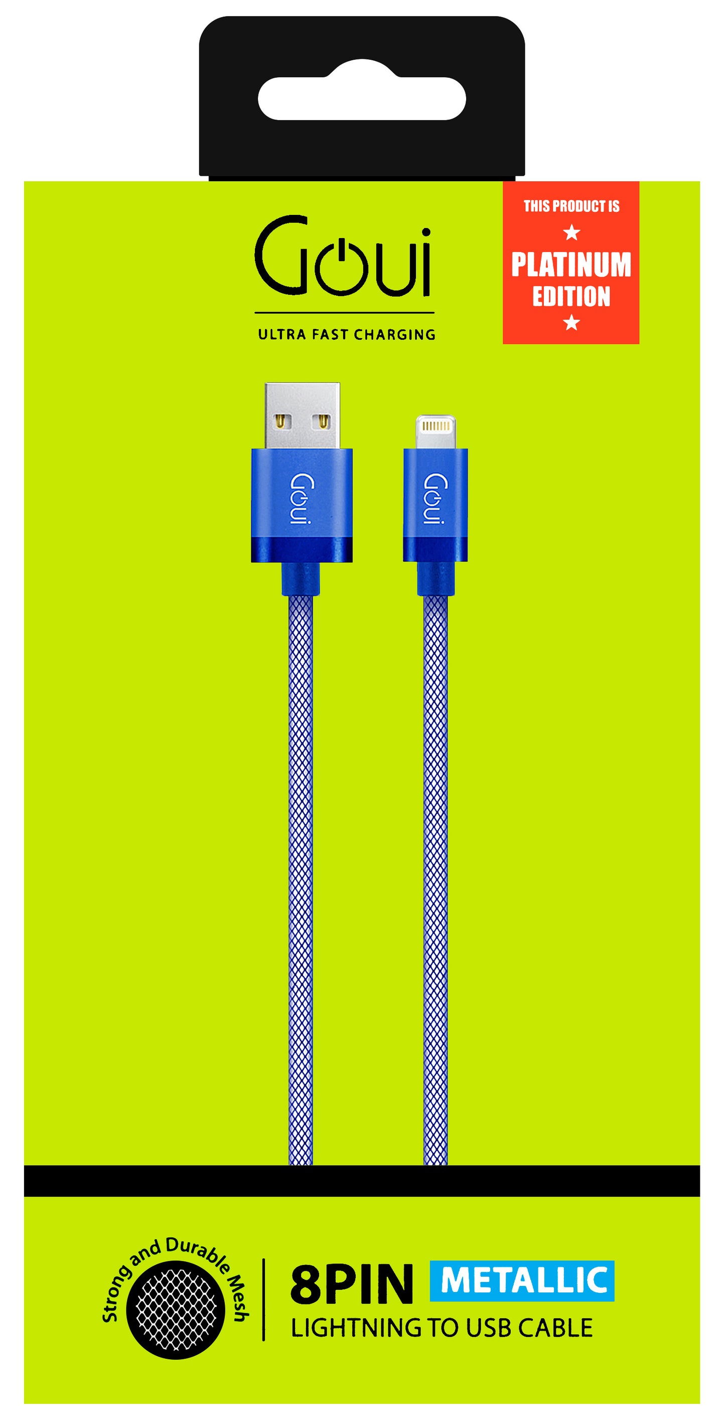 Καλώδιο δεδομένων και φόρτισης USB-A - Lightning Goui μεταλλικό, 18W, 1m, μπλε G-LC8PIN-02B