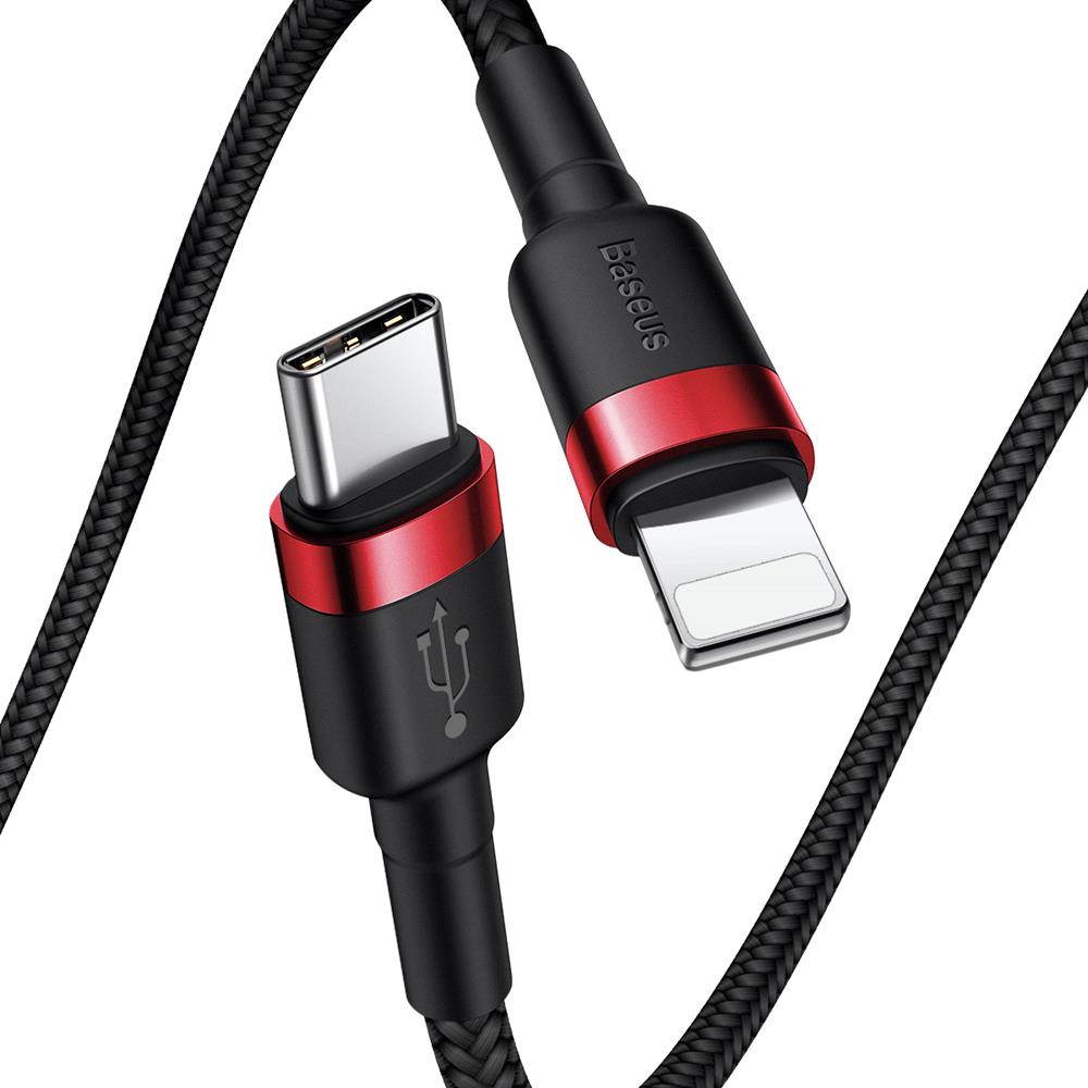 Καλώδιο δεδομένων και φόρτισης USB-C - Lightning Baseus Cafule, 18W, 1m, κόκκινο CATLKLF-91