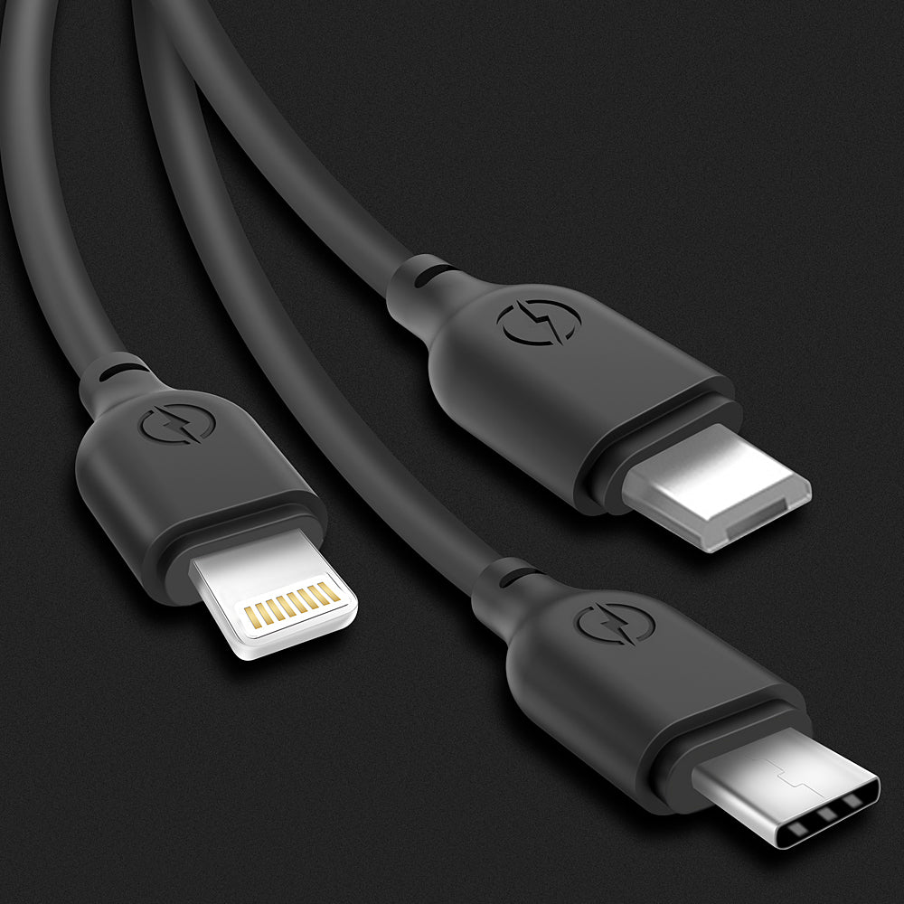 Καλώδιο Φόρτισης USB-A - Lightning / microUSB / USB-C XO Design NB103 3σε1, 10W, 1m, Μαύρο