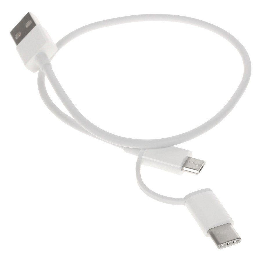 Καλώδιο δεδομένων και φόρτισης USB-A - microUSB / USB-C Xiaomi Mi 2in1, 18W, 0.3m, Λευκό SJV4083TY