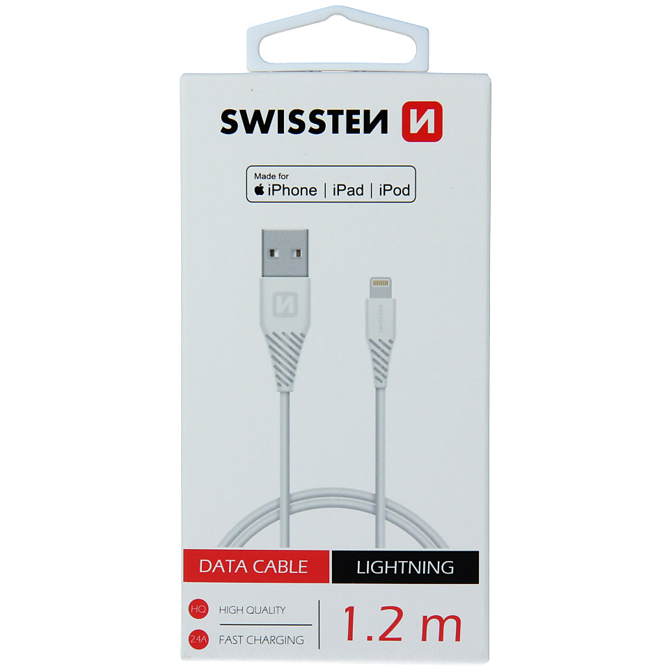 Καλώδιο δεδομένων και φόρτισης USB-A - Lightning Swissten, 18W, 1.2m, λευκό 71526501