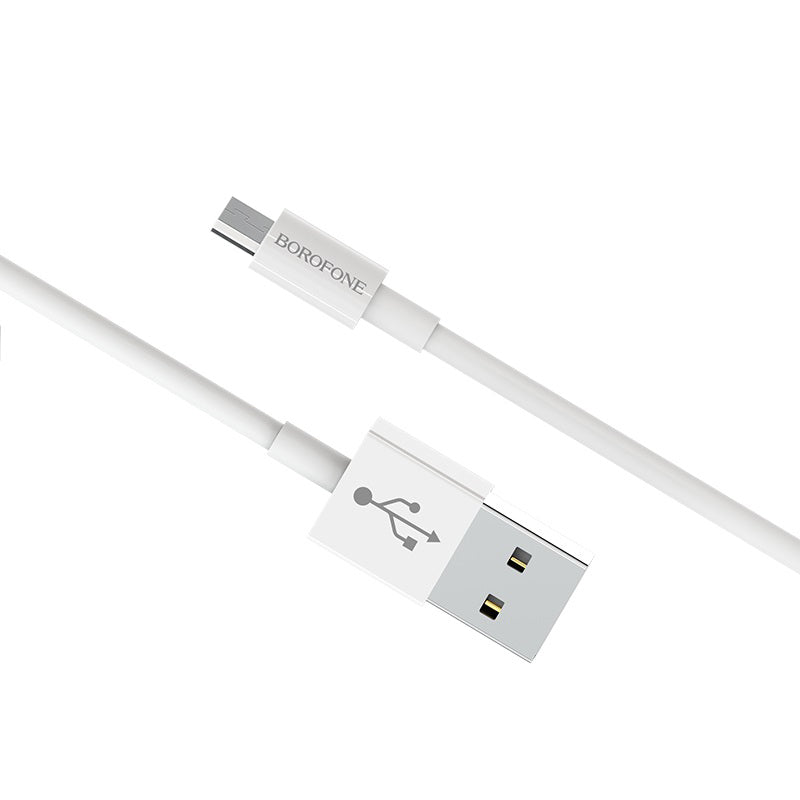 Καλώδιο δεδομένων και φόρτισης USB-A - microUSB Borofone Bloom BX22, 18W, 1m, Λευκό