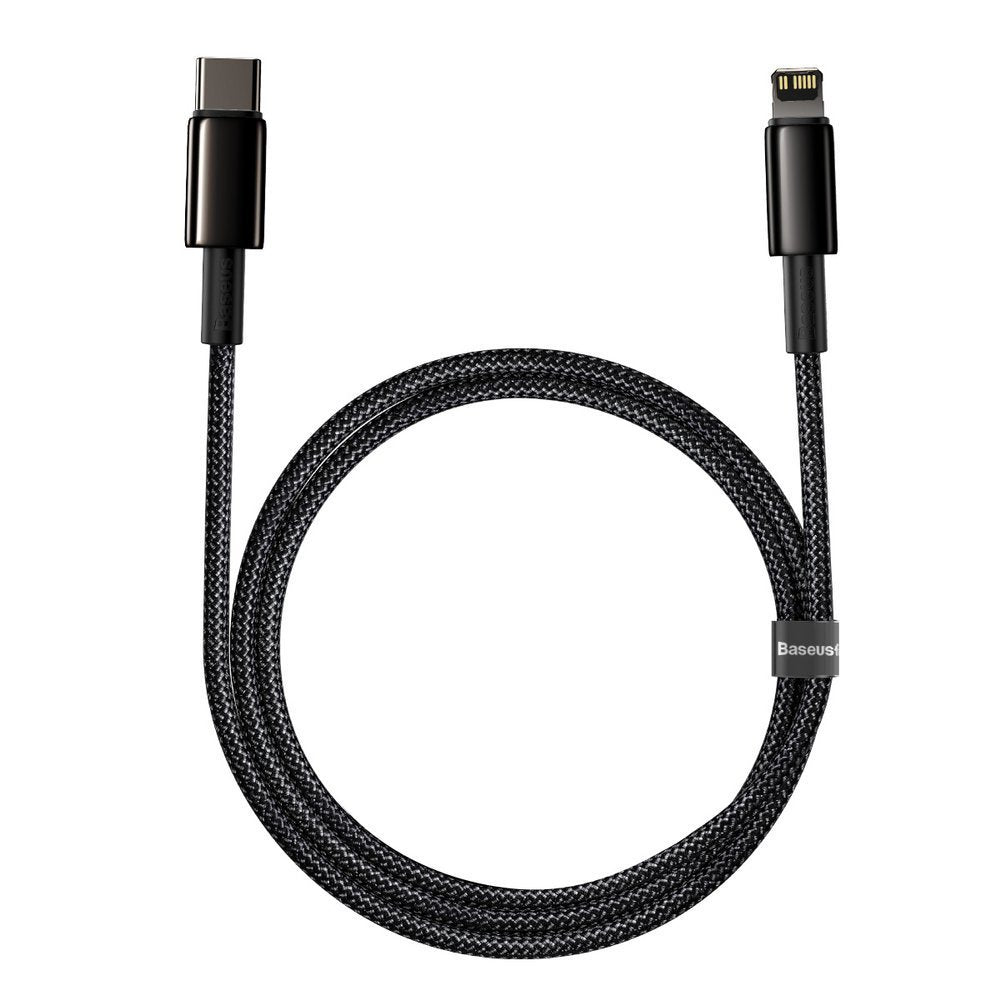 Καλώδιο δεδομένων και φόρτισης USB-C - Lightning Baseus Tungsten Tungsten Gold, 20W, 1m, μαύρο CATLWJ-01 CATLWJ-01