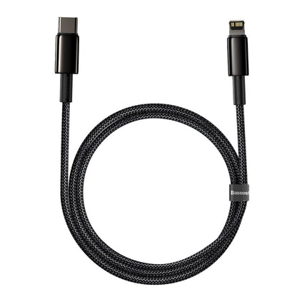 Καλώδιο δεδομένων και φόρτισης USB-C - Lightning Baseus Tungsten Tungsten Gold, 20W, 1m, μαύρο CATLWJ-01 CATLWJ-01