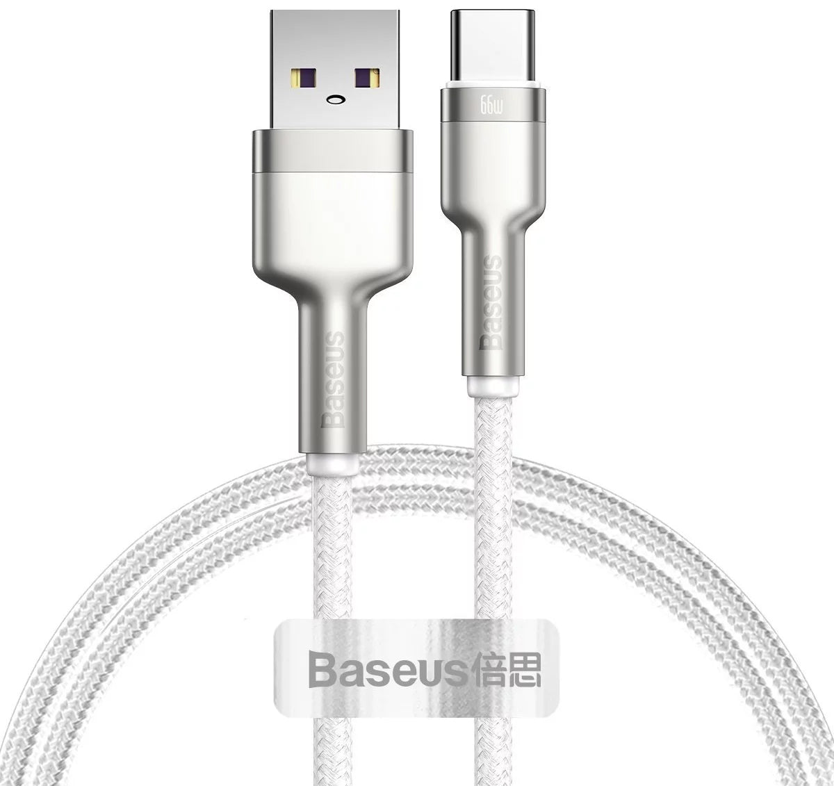 Καλώδιο δεδομένων και φόρτισης USB-A σε USB-C Baseus Cafule Metal Series, 66W, 1m, Λευκό CAKF000102