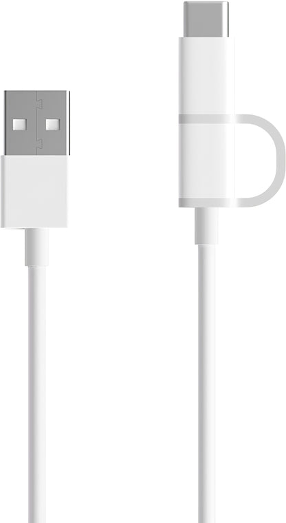 Καλώδιο δεδομένων και φόρτισης USB-A - microUSB / USB-C Xiaomi Mi 2in1, 18W, 1m, Λευκό SJV4082TY 