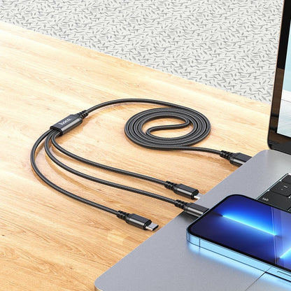 Καλώδιο Φόρτισης USB-A - Lightning / microUSB / USB-C HOCO X76 3σε1, 18W, 1m, Μαύρο