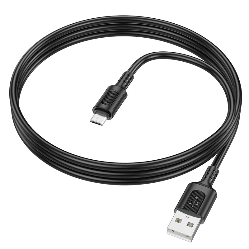 Καλώδιο δεδομένων και φόρτισης USB-A - microUSB Borofone BX111 Feliz, 18W, 1m, Μαύρο 