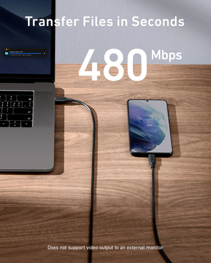 Καλώδιο δεδομένων και φόρτισης USB-C - USB-C Anker 543, 100W, 1.8m, μαύρο A80E2G11 