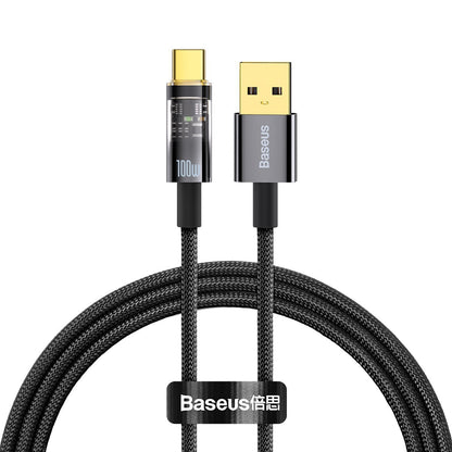 Καλώδιο δεδομένων και φόρτισης USB-A σε USB-C Baseus Explorer, 100W, 1m, μαύρο CATS000201 