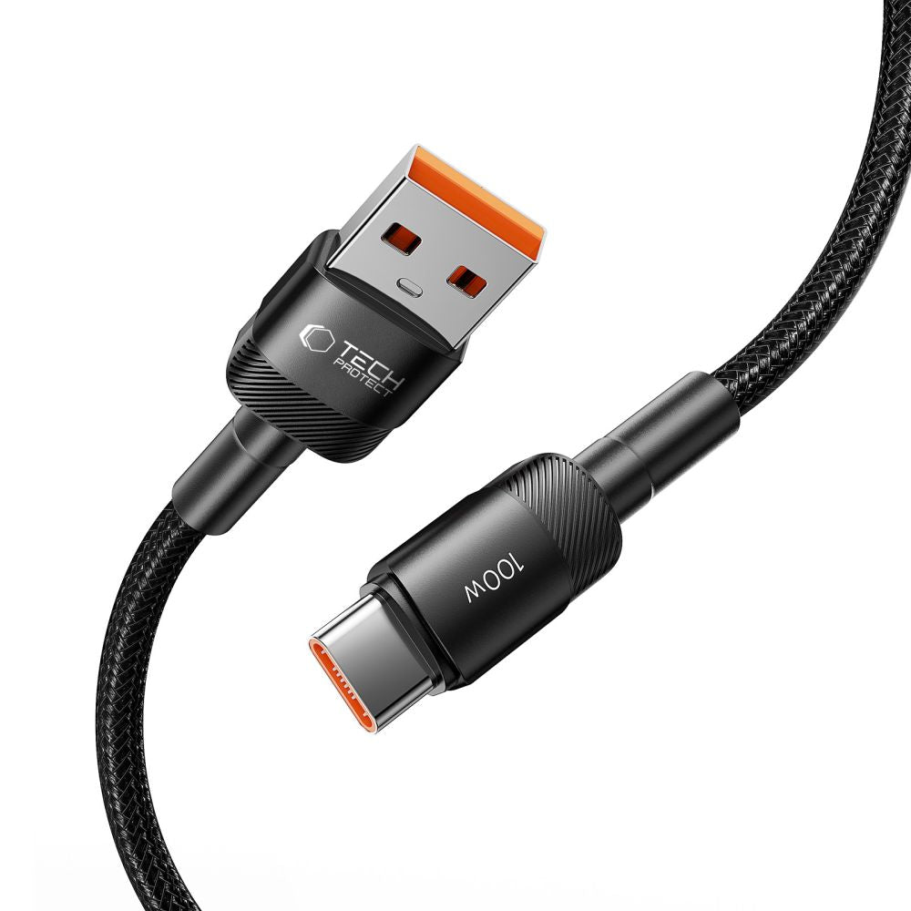 Καλώδιο δεδομένων και φόρτισης USB-A σε USB-C Tech-Protect Ultraboost EVO, 100W, 0,25m, μαύρο 