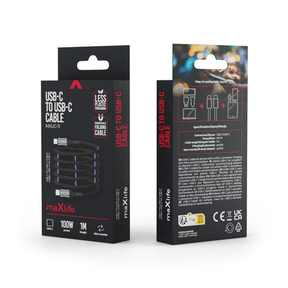 Καλώδιο Δεδομένων και Φόρτισης USB-C - USB-C MaXlife MXUC-11 Μαγνητικό, 100W, 1m, Μαύρο