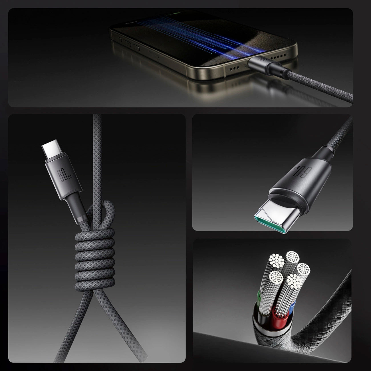 Καλώδιο Δεδομένων και Φόρτισης USB-C - USB-C Joyroom S-A50, 60W, 1.2m, Γκρι