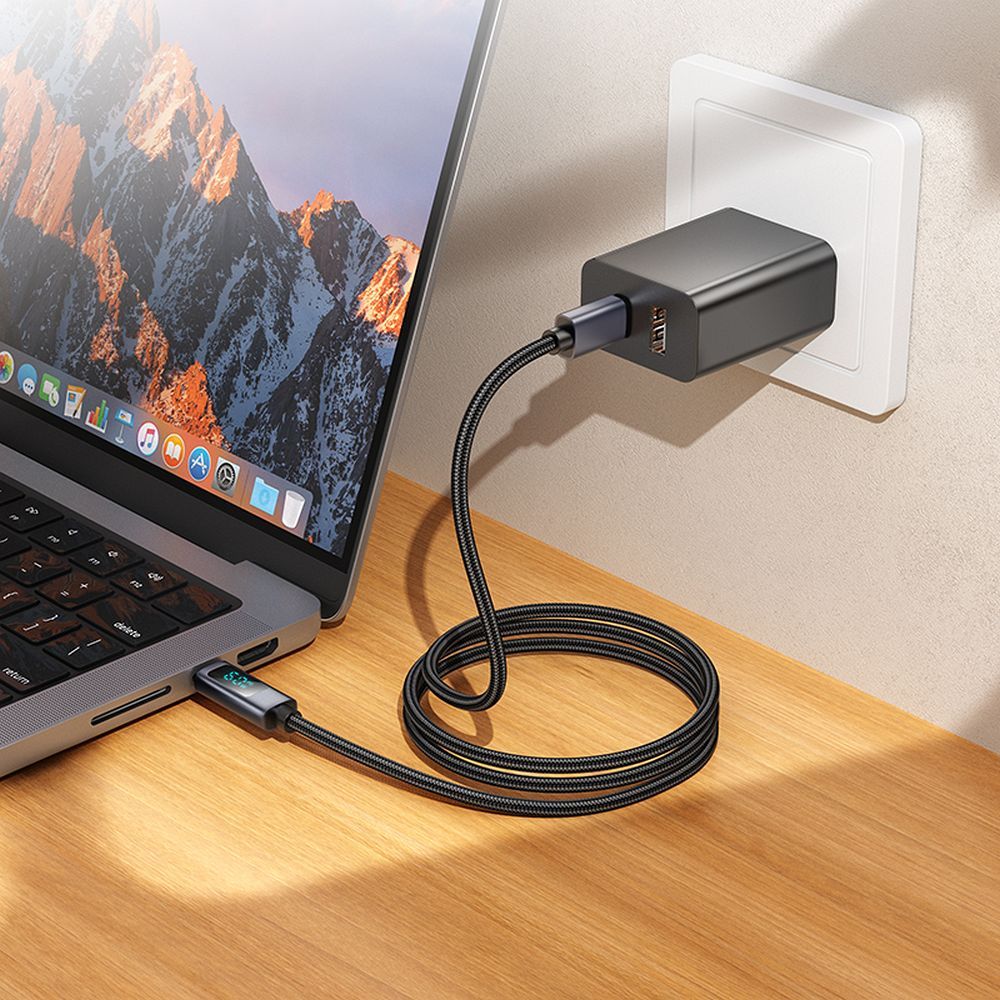 USB-C to USB-C Data and Charging Cable HOCO Display X112, 60W, 1m, Black