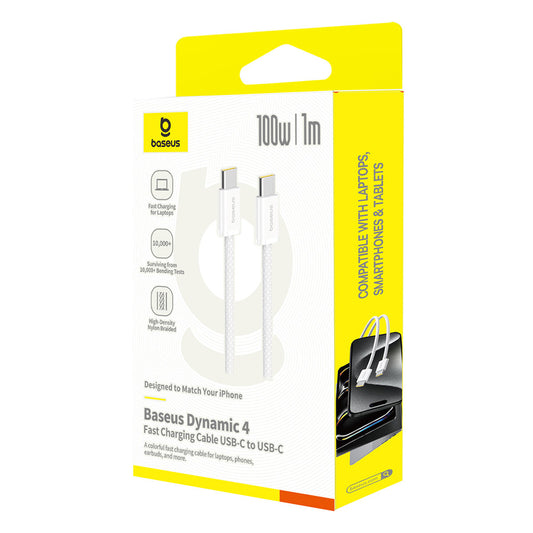 Καλώδιο Δεδομένων και Φόρτισης USB-C - USB-C Baseus Dynamic 4 Series, 100W, 1m, Λευκό P10381400211-00