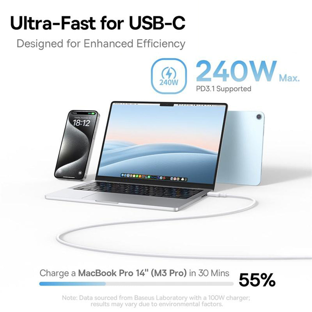 Καλώδιο Δεδομένων και Φόρτισης USB-C - USB-C Baseus PicoGo, 240W, 1m, Μπλε P10376800311-00