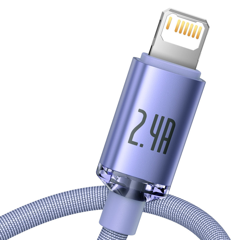 Καλώδιο Δεδομένων και Φόρτισης USB-A - Lightning Baseus Crystal Shine Series, 18W, 2m, Μωβ CAJY000105