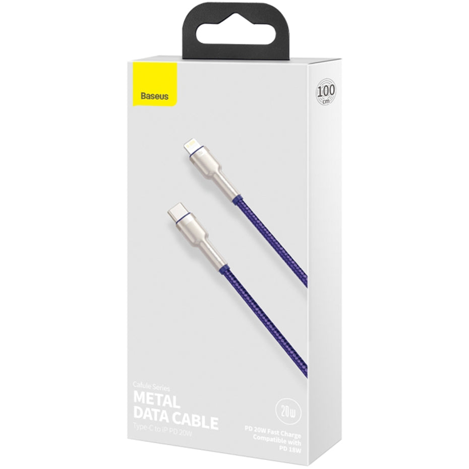 Καλώδιο Δεδομένων και Φόρτισης USB-C - Lightning Baseus Cafule Metal Series, 20W, 1m, Μωβ CATLJK-A05