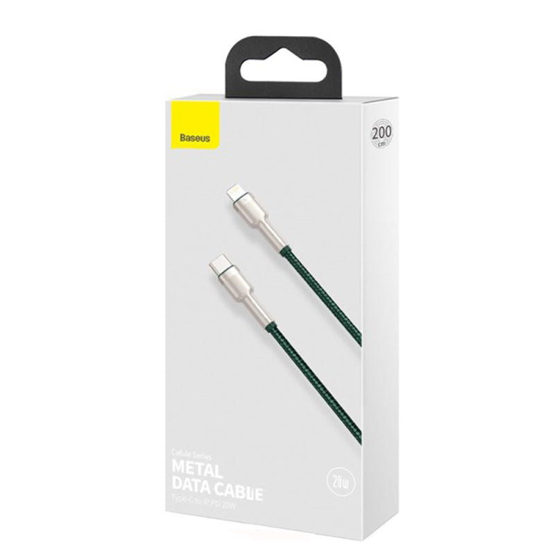 Καλώδιο Δεδομένων και Φόρτισης USB-C - Lightning Baseus Cafule Metal Series, 20W, 2m, Πράσινο CATLJK-B06