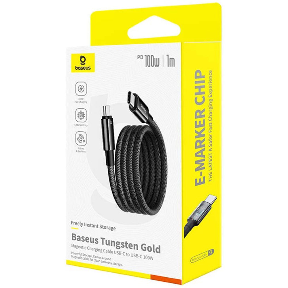 Καλώδιο Δεδομένων και Φόρτισης USB-C - USB-C Baseus Tungsten Gold, 100W, 1m, Μαύρο P10319805111-00