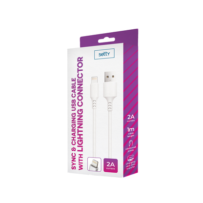Καλώδιο Δεδομένων και Φόρτισης USB-A - Lightning Setty, 18W, 1m, Λευκό
