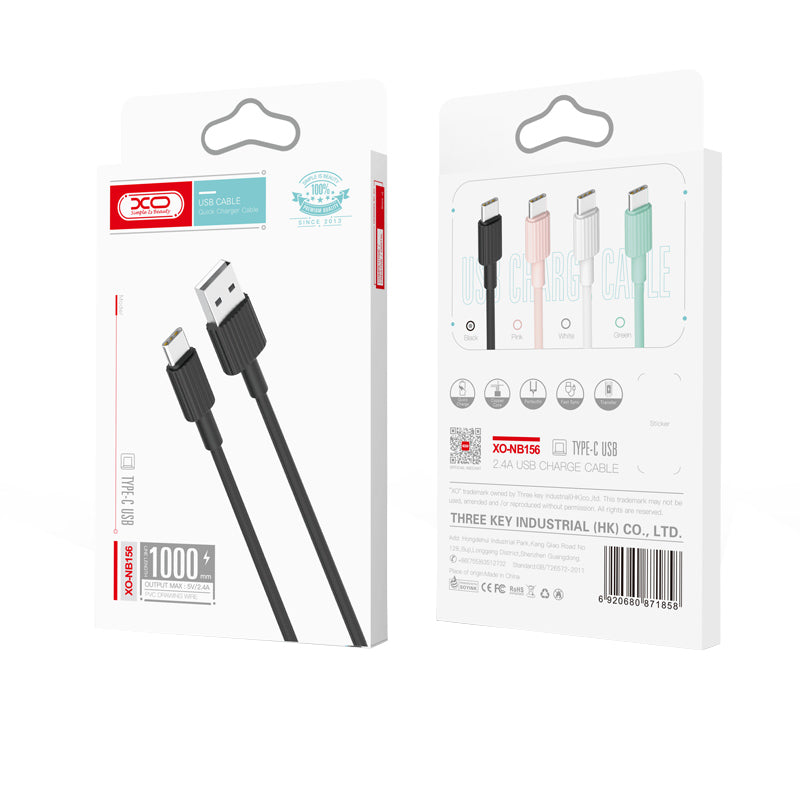 Καλώδιο Δεδομένων και Φόρτισης USB-A - USB-C XO Design NB156, 60W, 1m, Λευκό