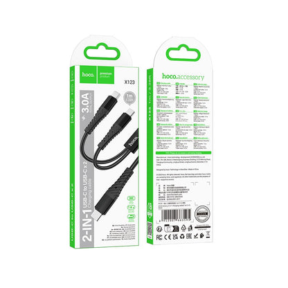 Καλώδιο Φόρτισης USB-C - 2 x USB-C HOCO X123, 10W, 1m, Μαύρο