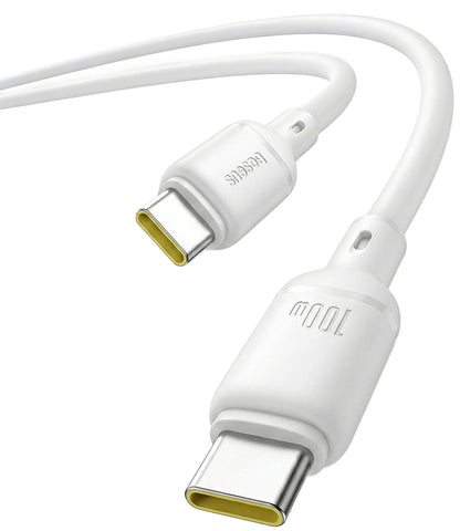Καλώδιο Δεδομένων και Φόρτισης USB-C - USB-C Baseus Silky, 100W, 1m, Λευκό P10377704213-00