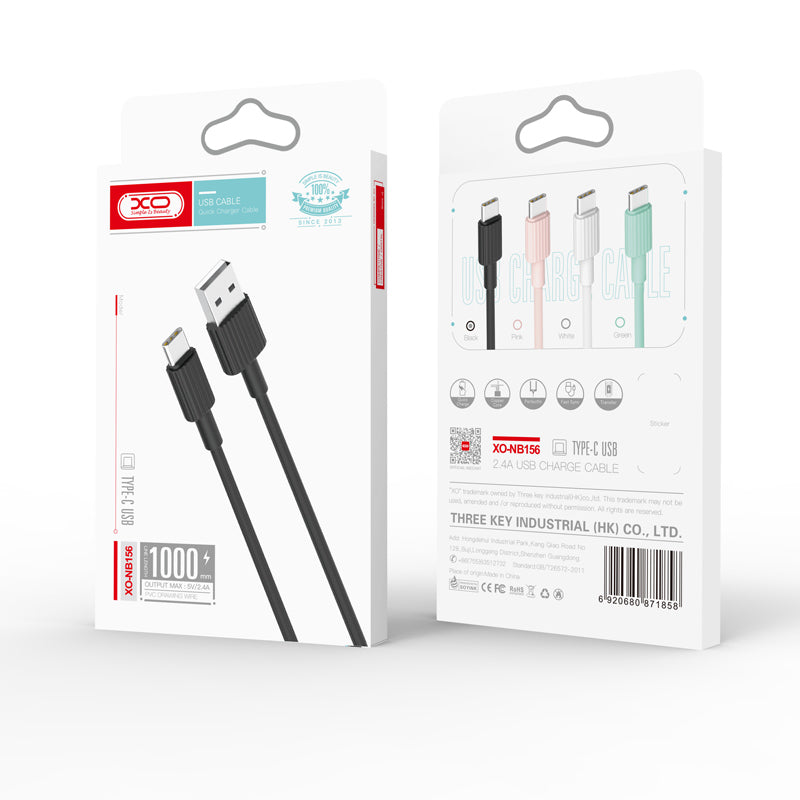 Καλώδιο Δεδομένων και Φόρτισης USB-A - USB-C XO Design NB156, 18W, 1m, Μαύρο