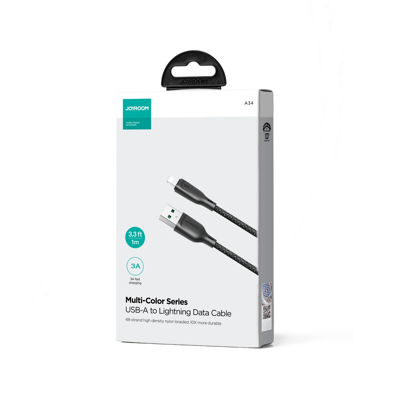 Καλώδιο Δεδομένων και Φόρτισης USB-A - Lightning Joyroom S-A34, 18W, 1μ, Μαύρο