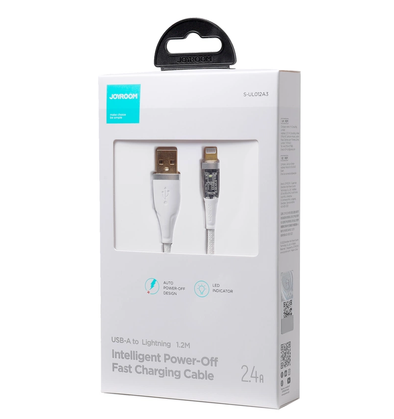 Καλώδιο Δεδομένων και Φόρτισης USB-A - Lightning Joyroom S-UL012A3, 18W, 1.2m, Λευκό