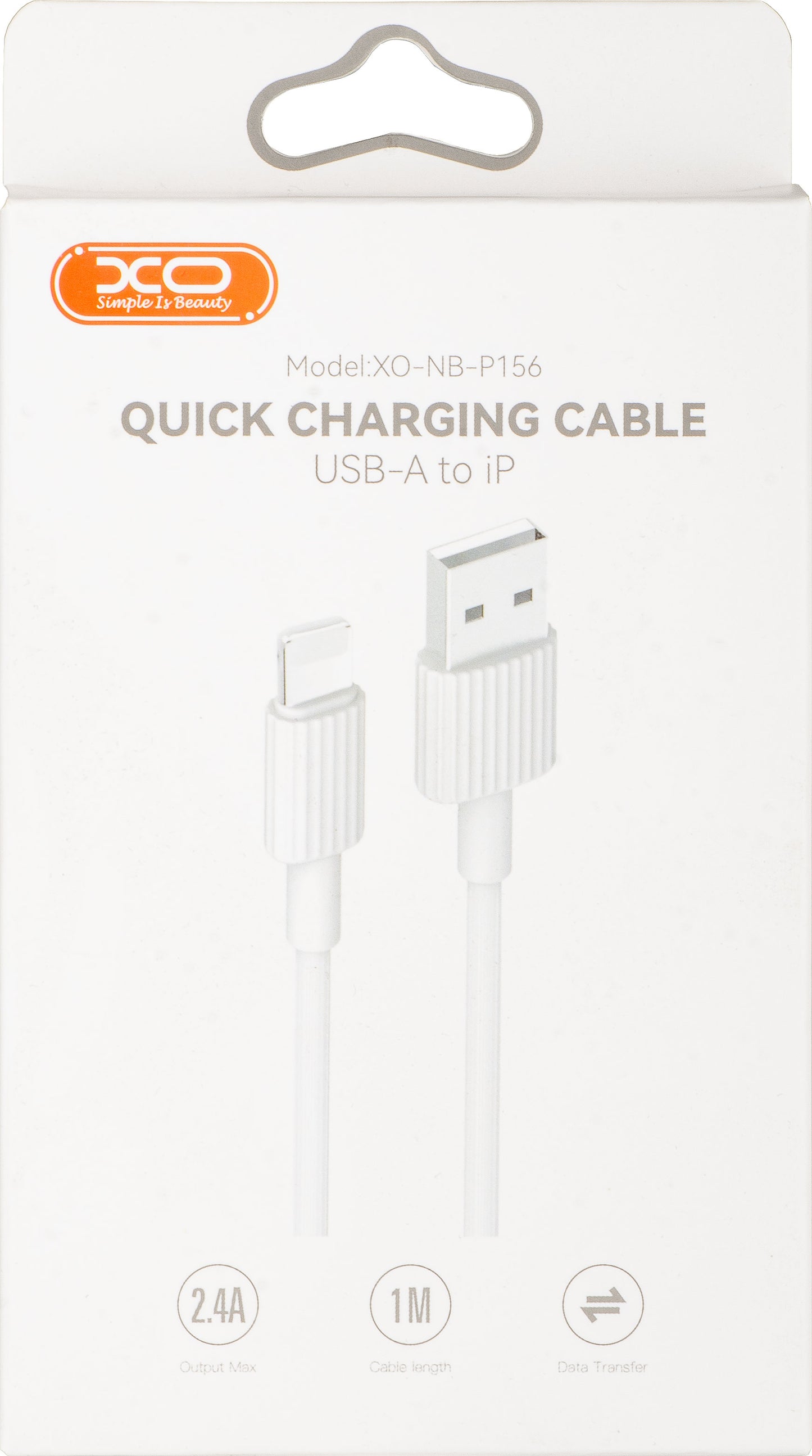 Καλώδιο Δεδομένων και Φόρτισης USB-A - Lightning XO Design NB156, 18W, 1m, Λευκό