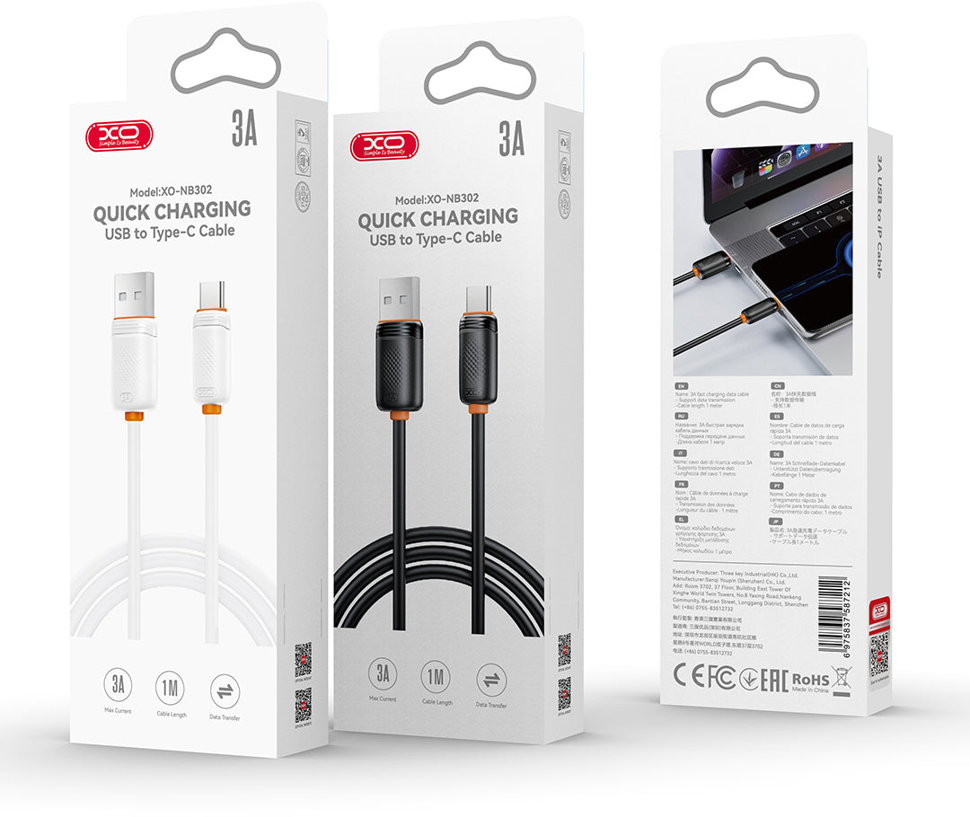 Καλώδιο Δεδομένων και Φόρτισης USB-A - USB-C XO Design NB302, 18W, 1m, Λευκό