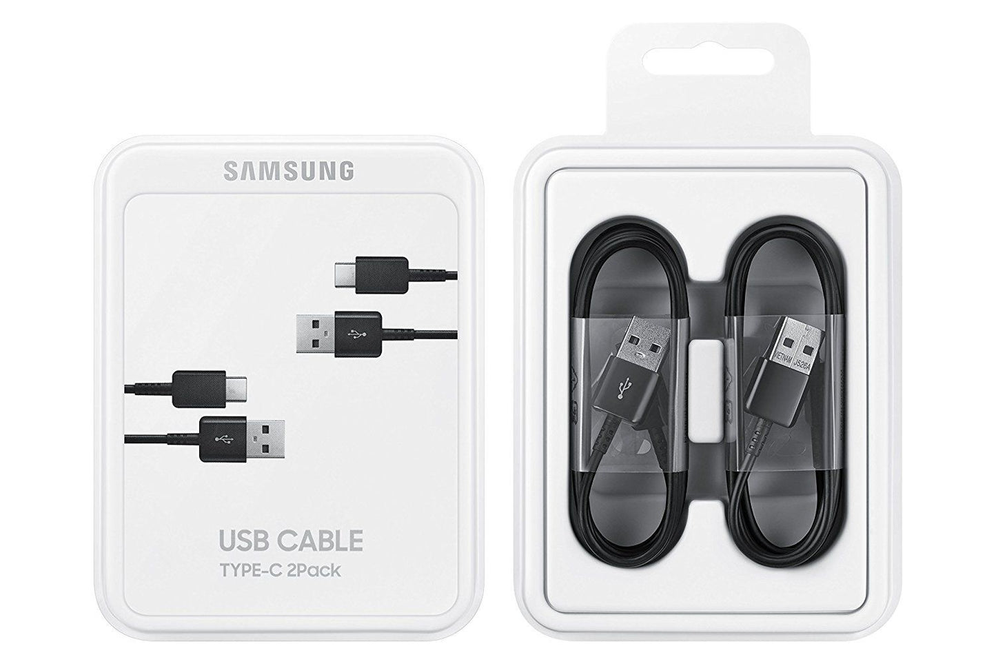 Καλώδιο δεδομένων και φόρτισης Samsung USB-A σε USB-C 2 τεμαχίων, 25W, 1,5m, μαύρο EP-DG930MBEGGWWWW