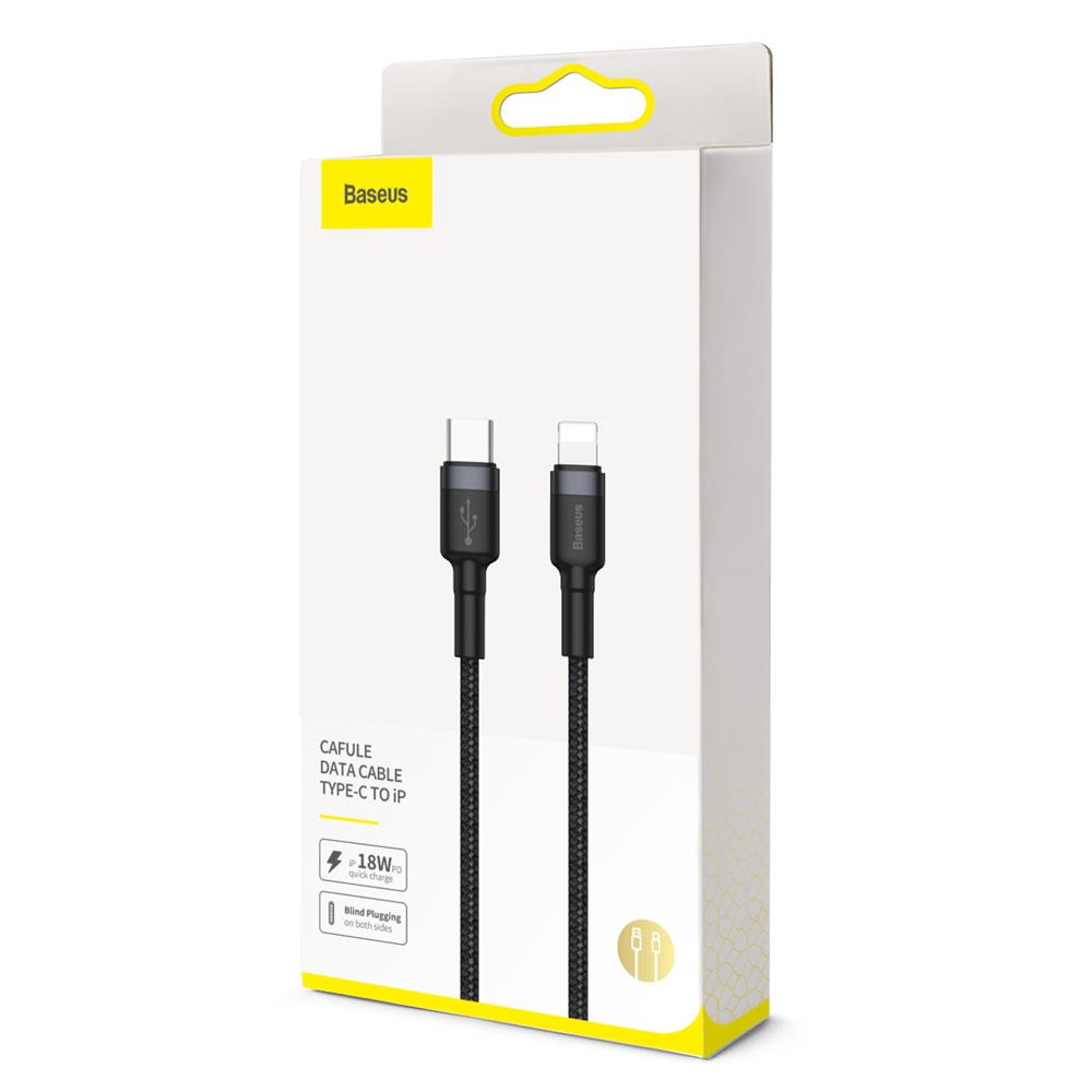 Καλώδιο δεδομένων και φόρτισης USB-C - Lightning Baseus Cafule, 18W, 1m, γκρι CATLKLF-G1 CATLKLF-G1