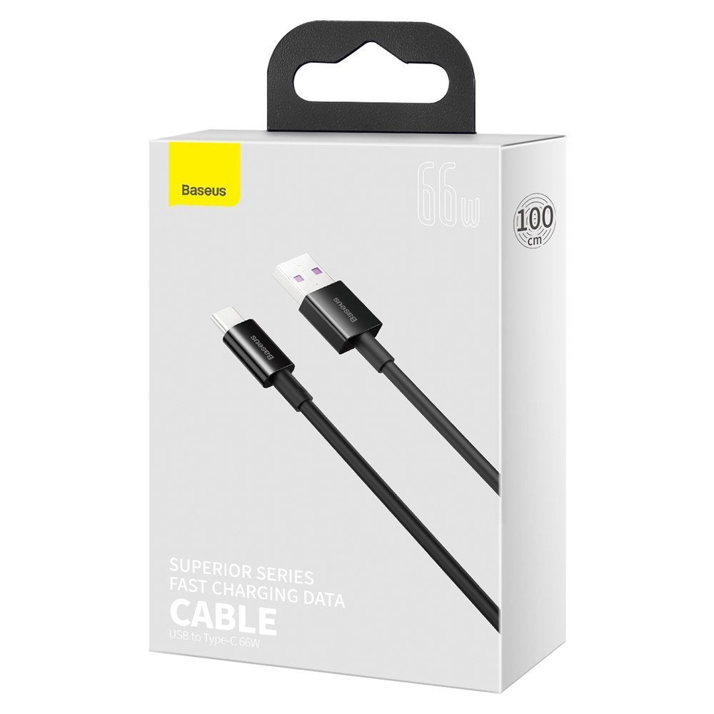 Baseus Superior καλώδιο δεδομένων και φόρτισης USB-A σε USB-C, 66W, 2m, μαύρο CATYS-A01