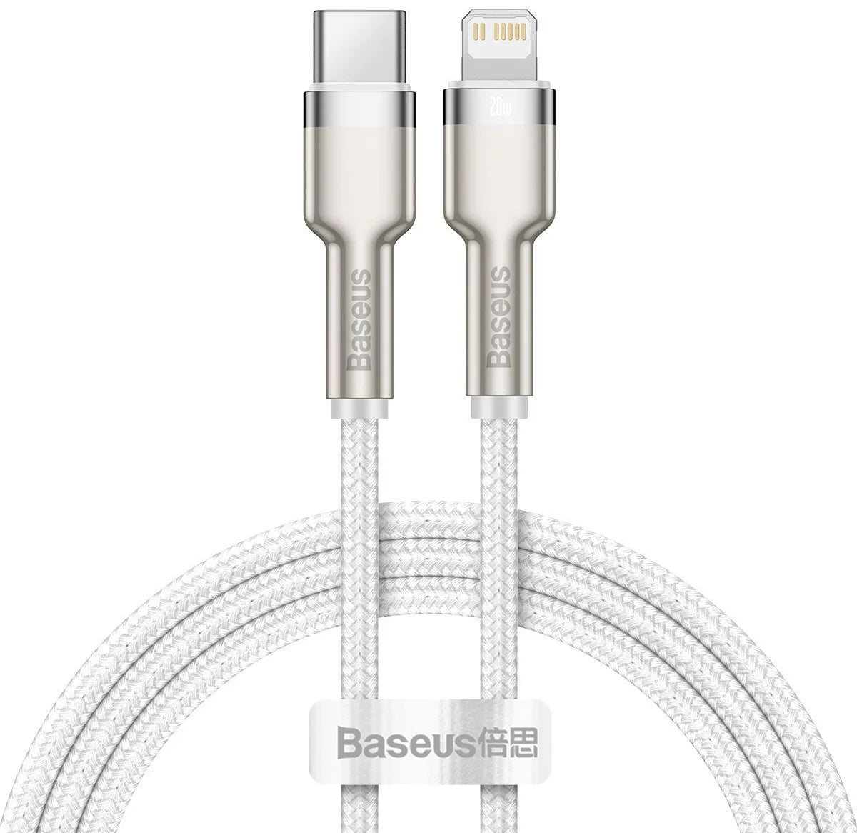 Καλώδιο δεδομένων και φόρτισης USB-C - Lightning Baseus Cafule Metal Series, 20W, 1m, λευκό CATLJK-A02